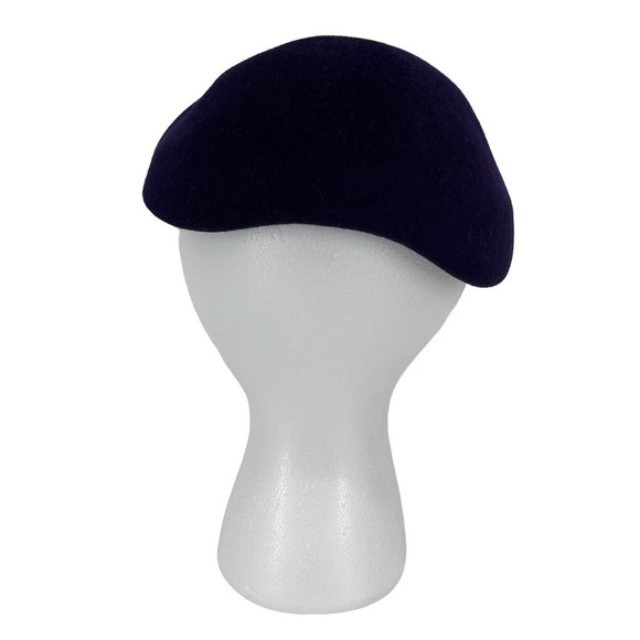 Vintage 60’s Beret Merfelt Merrimac Wool Hat Purple Navy Blue 22” - Picture 3 of 8